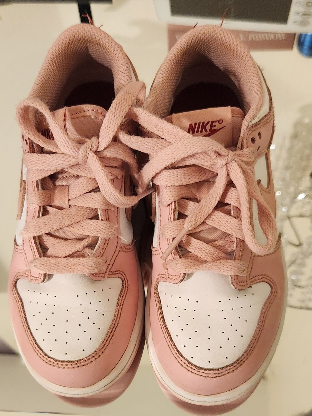 13c Nike Light Pink and White Low-Top Sneakers